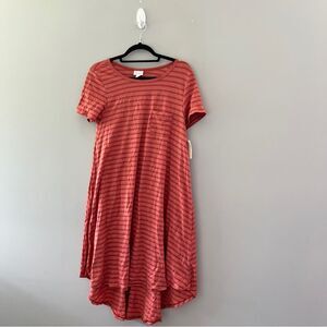 NWT LuLaRoe Carly dress hi low pink striped oversized colorful size XS